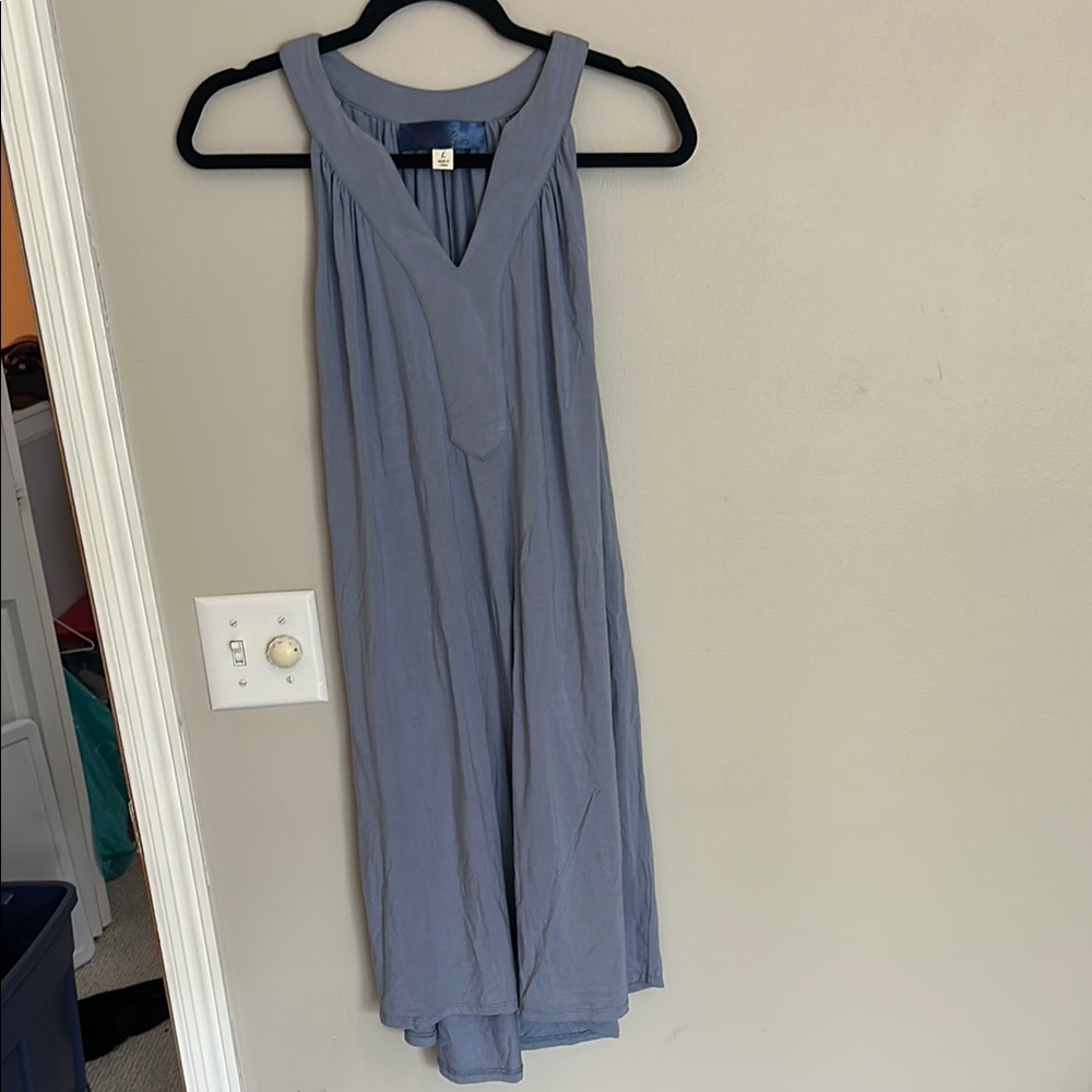 Cotton Light Blue Sleeveless Dress
